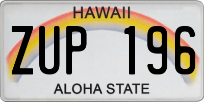 HI license plate ZUP196
