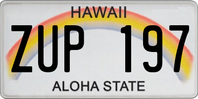 HI license plate ZUP197