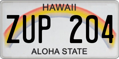 HI license plate ZUP204