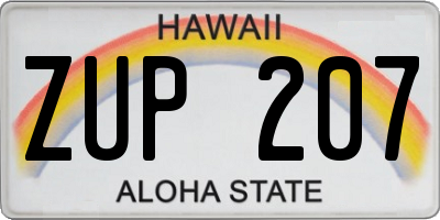 HI license plate ZUP207