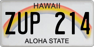 HI license plate ZUP214