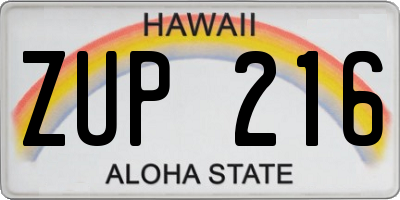 HI license plate ZUP216