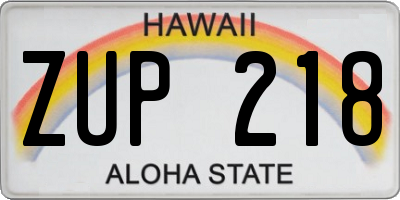 HI license plate ZUP218