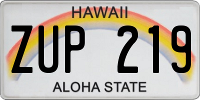 HI license plate ZUP219