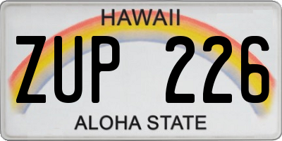 HI license plate ZUP226