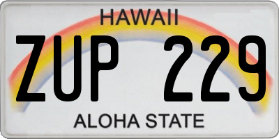 HI license plate ZUP229