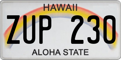 HI license plate ZUP230