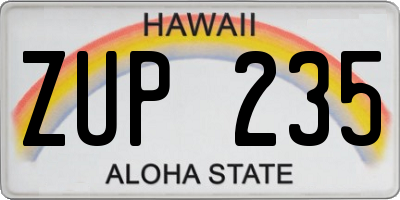HI license plate ZUP235