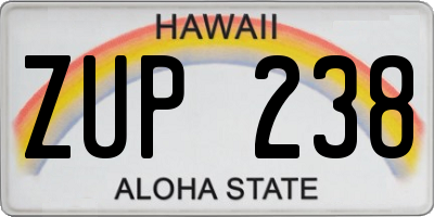 HI license plate ZUP238