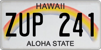 HI license plate ZUP241