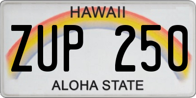 HI license plate ZUP250