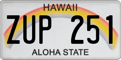 HI license plate ZUP251