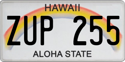HI license plate ZUP255