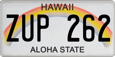 HI license plate ZUP262