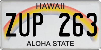 HI license plate ZUP263