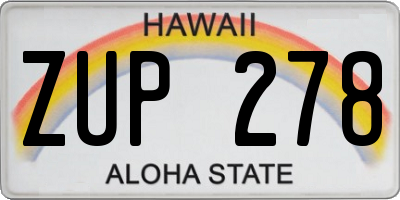 HI license plate ZUP278