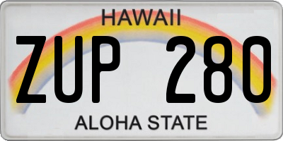 HI license plate ZUP280