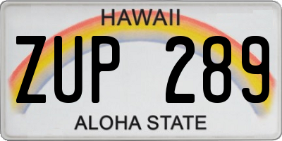 HI license plate ZUP289