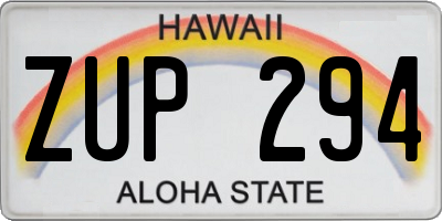 HI license plate ZUP294