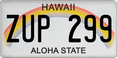 HI license plate ZUP299
