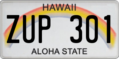 HI license plate ZUP301