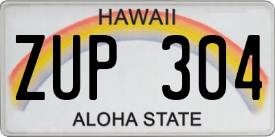 HI license plate ZUP304