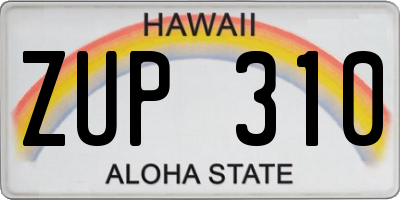 HI license plate ZUP310