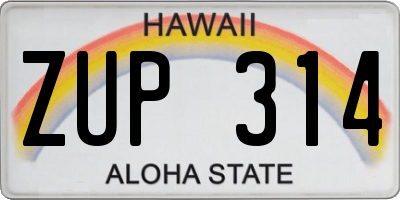HI license plate ZUP314