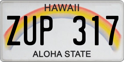 HI license plate ZUP317