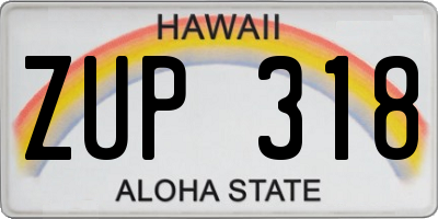 HI license plate ZUP318