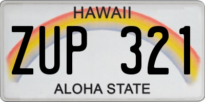HI license plate ZUP321