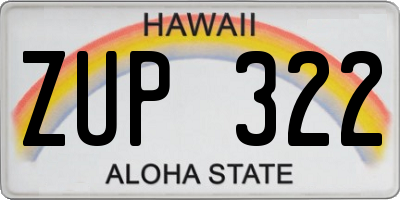 HI license plate ZUP322
