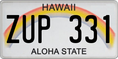 HI license plate ZUP331
