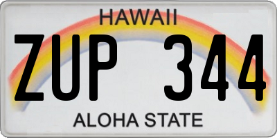 HI license plate ZUP344