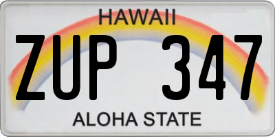 HI license plate ZUP347