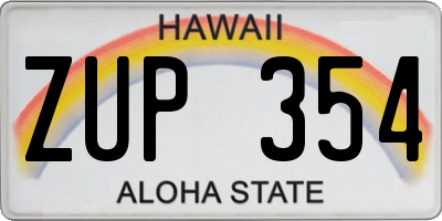 HI license plate ZUP354