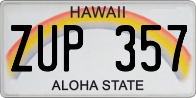 HI license plate ZUP357