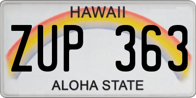 HI license plate ZUP363