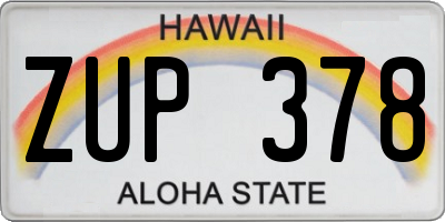 HI license plate ZUP378
