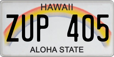 HI license plate ZUP405