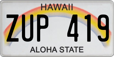 HI license plate ZUP419