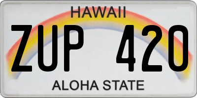HI license plate ZUP420