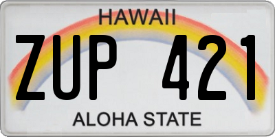 HI license plate ZUP421
