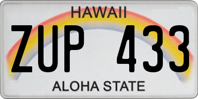HI license plate ZUP433