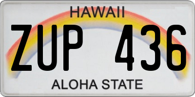 HI license plate ZUP436