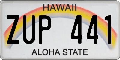 HI license plate ZUP441