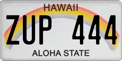 HI license plate ZUP444