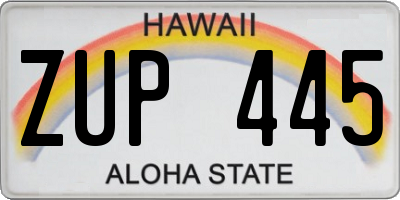 HI license plate ZUP445