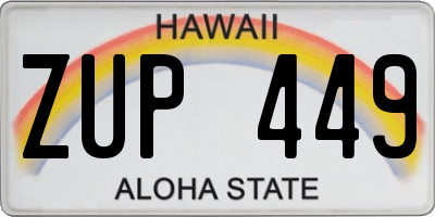 HI license plate ZUP449