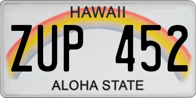 HI license plate ZUP452